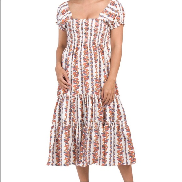 Smocked midi dress - Picture 4 of 6